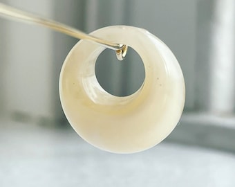 Marbled Ivory Yellow Acrylic Round Pendant Hoop Pieces 20mm (8)