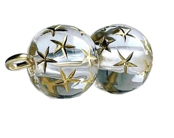 Crystal Gold Acrylic Round Star Beads 10mm (20)