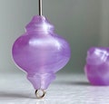 Vintage Pearly Purple Lucite Lantern Beads Moonglow 23mm (6)