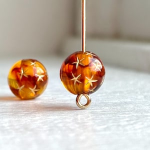 Tortoise Topaz Gold Star Acrylic Round Beads Tortoiseshell 10mm (20) image 6
