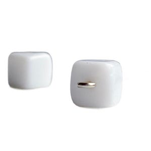 Vintage Czech Milk Glass White Square Box Cube Beads 8mm (12)