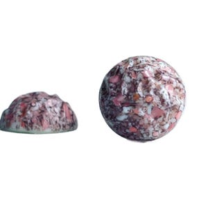 Vintage Czech Glass Raised Speckled Red Pink Salmon Orange Cabochons Cabs 11mm Flatbacks (10)