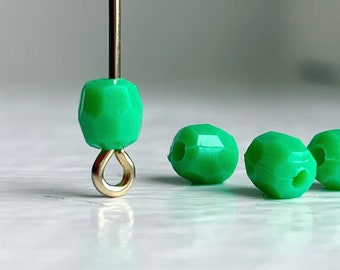 Vintage Faceted Round Opaque Green Acrylic Beads 5mm (50)