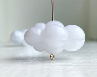 Chunky Crystal Clear White Marbled Acrylic Cloud Beads 33mm (6)