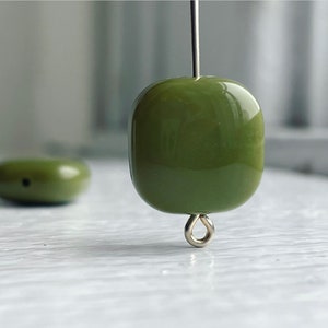 Olive Green Flat Square Acrylic Beads 15mm 12 image 4