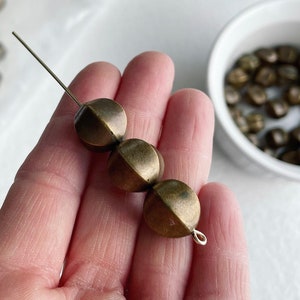 Antique Bronze Gold Acrylic Beveled Round Melon Beads 14mm 12 image 2