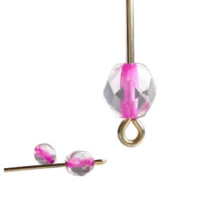 Vintage Crystal Pink Core Czech Glass Round Beads 8mm (14)