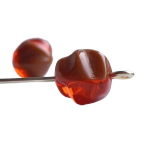 Vintage Orange Brown Marbled Czech Glass Beads 10mm (12)