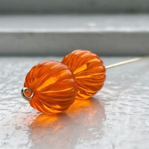 Vintage Lucite Orange Fluted Round Melon Beads 14mm 12 image 5