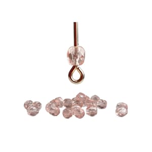 Vintage Czech Glass Faceted Round Pale Pink Beads 4mm (30)