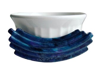 GRANDES Cabochões Vintage Marmorizados Azul Roxo Lucite Curvos em Camadas Cabines Flatbacks 90 mm (1)