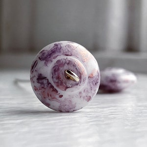 Vintage Czech Glass Amethyst White Speckled Picasso Spacer Beads 15mm 8 image 1