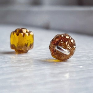 Czech Glass Topaz Gold Etched Cathedral Beads 6mm 20 image 3