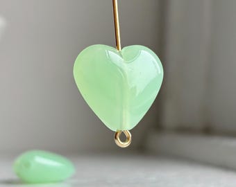 Milky Green Acrylic Heart Beads 17mm (10)