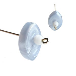 Vintage Pearly Iridescent Blue Flat Pointed Oval Resin Eye Beads 20mm (10)