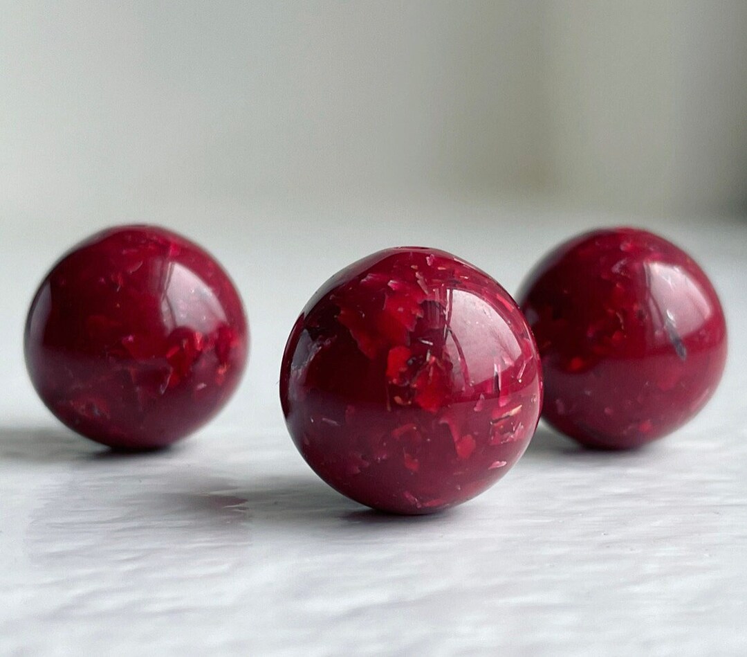 Vintage Rusty Red Pitted Granite Round Lucite Beads Organic 16mm 10 Etsy