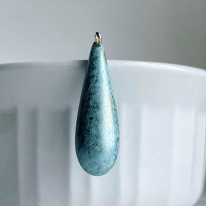 Vintage Blue White Gold Washed Lucite Drop Teardrop Pendant Beads 40mm 6 Italy image 6