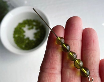 5 Glasperlen fl.Olive granatrot 30x11mm Perlen Beads 11210 5 Glasperlen fl.Olive granatrot 30x11mm Perlen Beads 11210