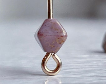 Vintage Beads Czech Glass Lavender Picasso Bicone Beads 6mm (20)