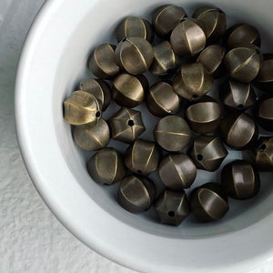 Antique Bronze Gold Acrylic Beveled Round Melon Beads 14mm 12 image 6