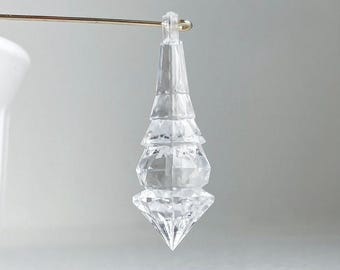Acrylic Crystal Clear Faceted Pendant Drop Beads 42mm (10)