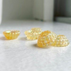 Vintage Yellow Glitter Lucite Bead Caps Dome Beads 15mm 12 image 7