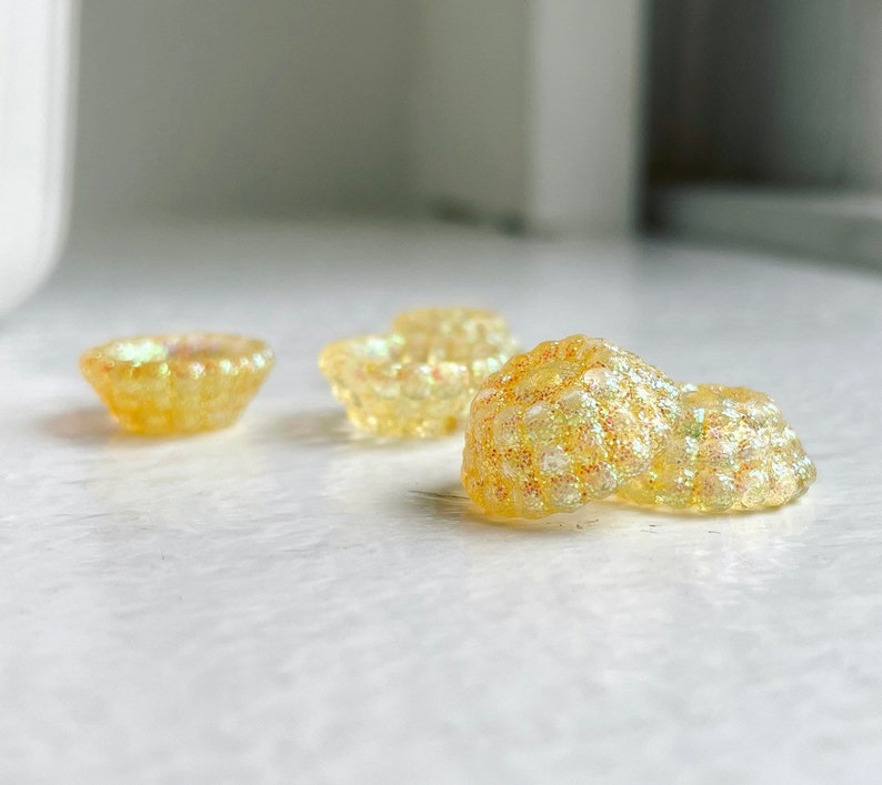 Vintage Yellow Glitter Lucite Bead Caps Dome Beads 15mm 12 image 7