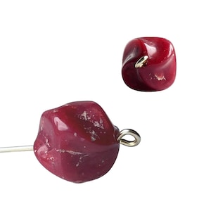 Vintage Raspberry Fluted Round Speckled Granite Lucite Beads 14mm (14)
