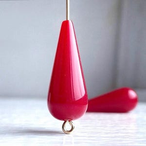 Koraliki Vintage Red Lucite Drop Teardrop 29 mm (6)