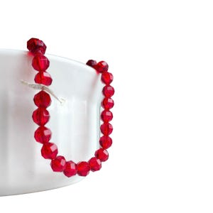 Vintage Red Faceted Round Acrylic Beads 5mm Strand of (50) West Germany