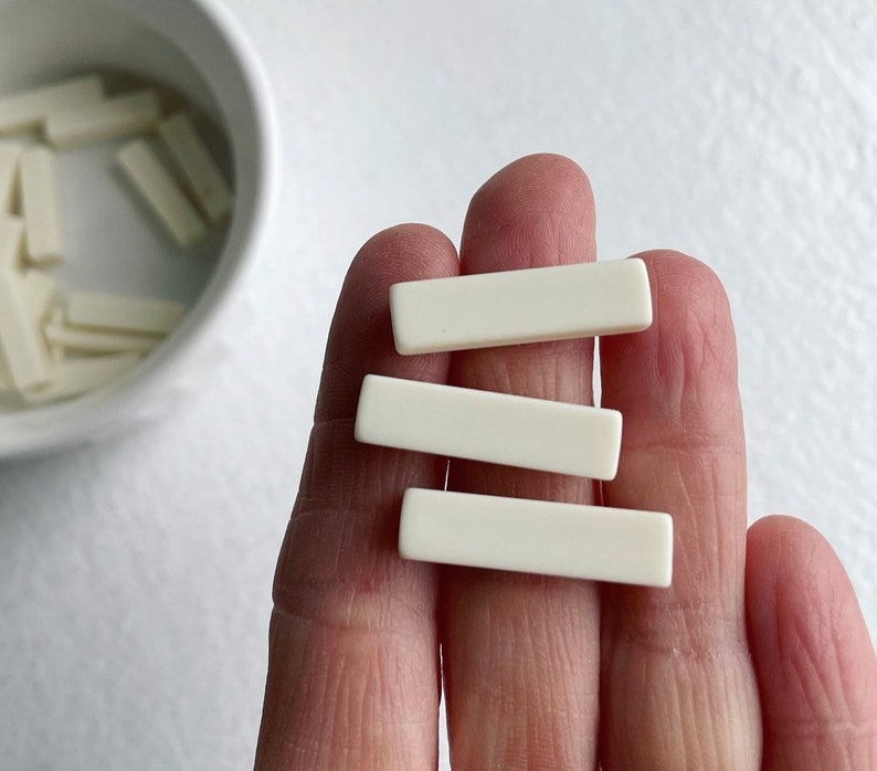 Vintage Ivory Lucite Rectangle Beads 26mm Matte Finish 12 image 5