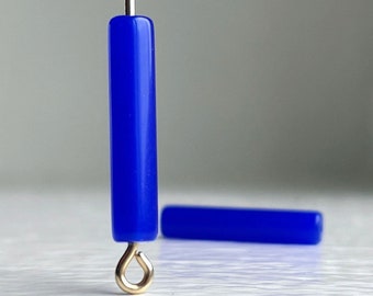 Vintage Cobalt Blue Lucite Tube Stick Beads 20mm (20)