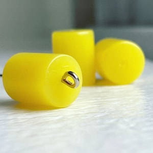 Vintage Opaque Lucite Yellow Barrel Tube Beads 12mm (12)