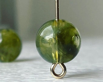 Olive Green Clear Marbled Round Acrylic Beads 10mm (25)