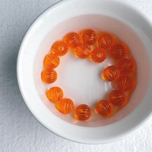 Vintage Lucite Orange Fluted Round Melon Beads 14mm 12 image 3