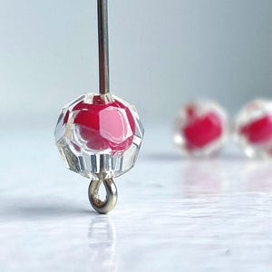 Vintage Faceted Round Crystal Red Acrylic Beads 8mm (20)