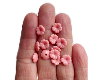 Vintage Peach Acrylic Flower Bead Caps 8mm (30)