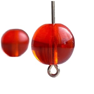 Vintage Orange Czech Glass Round Beads 11mm (8)