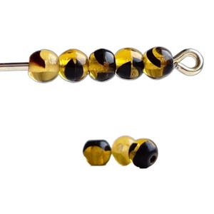 Vintage Czech Glass Round Tortoise Tortoiseshell Beads 4mm (50)