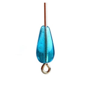 Cuentas de lágrima de cristal checo vintage de color azul, 13 x 6 mm (12 unidades)