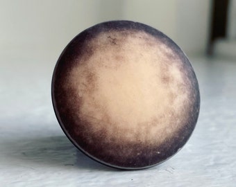 Vintage Lucite Brown Mauve Fleshtone Washed Round Matte Cabs Distressed 30mm Italy (6)