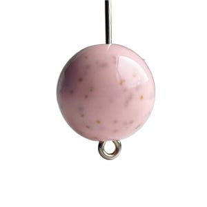 Pink White Round Faux Granite Acrylic Beads 14mm Speckled (12)
