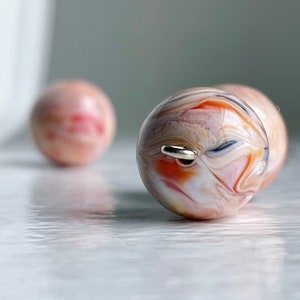 Vintage Lucite Marbled Peach Orange Pink Blue Red White Round Beads 14mm 12 image 6