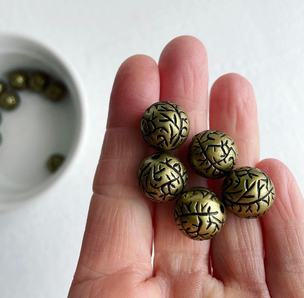 Lot 20 Perles Acryliques Carrées Bronze Antique 20x20x7mm Trou 2mm - Création Bijoux, Neuf