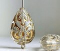 Chunky Crystal Clear Gold Etched Teardrop Acrylic Chubby Drop Beads 26mm (6)