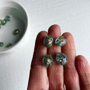 Vintage Carved Aquamarine Gold Carved Oval Acrylic Knot Beads 13mm 16 image 3