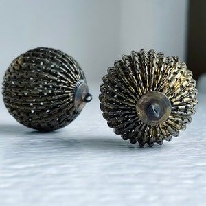 Vintage Fluted Round Large Mesh Brass Beads Corrugated Melon Charms Pendants 29mm 2 image 5