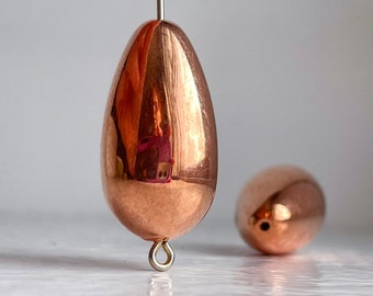 Vintage Copper Lucite Teardrop Drop Beads Teardrop 28mm (10)