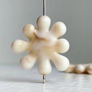 Acrylic Ivory Tan Marbled Flat Flower Beads 25mm 10 image 1