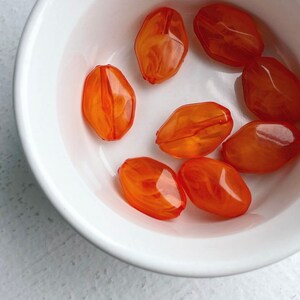 Acrylic Orange White Crystal Givre Marbled Oval Nugget Beads 28mm 8 image 6